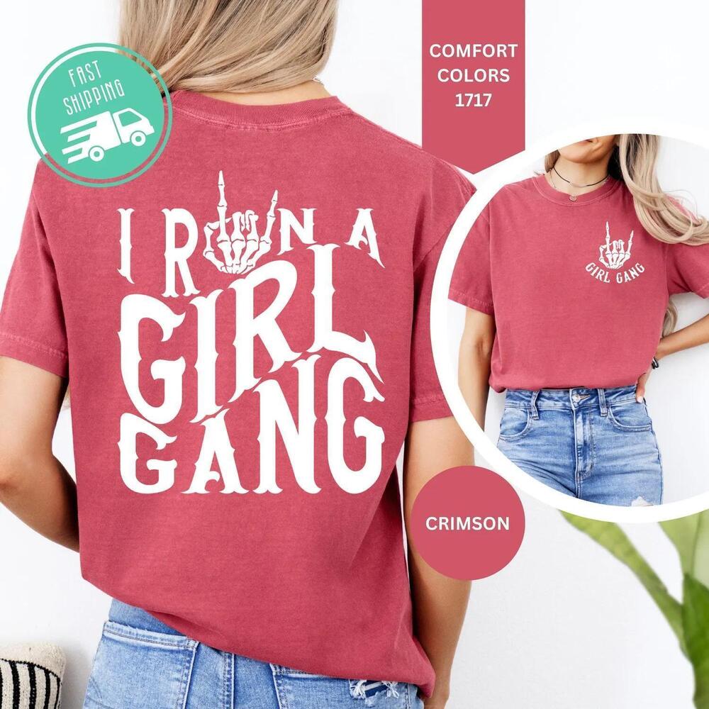 S Girl Gang Shirt, Skeleton Hand Tee, Girl Mama Gift 2 Sided